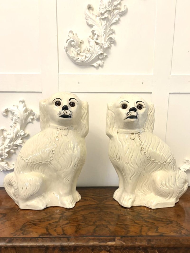 Large Pair of Antique Victorian Quality Staffordshire Dogs